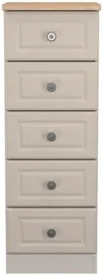Norfolk Narrow 5 Drawer Chest - Cashmere, Oak image