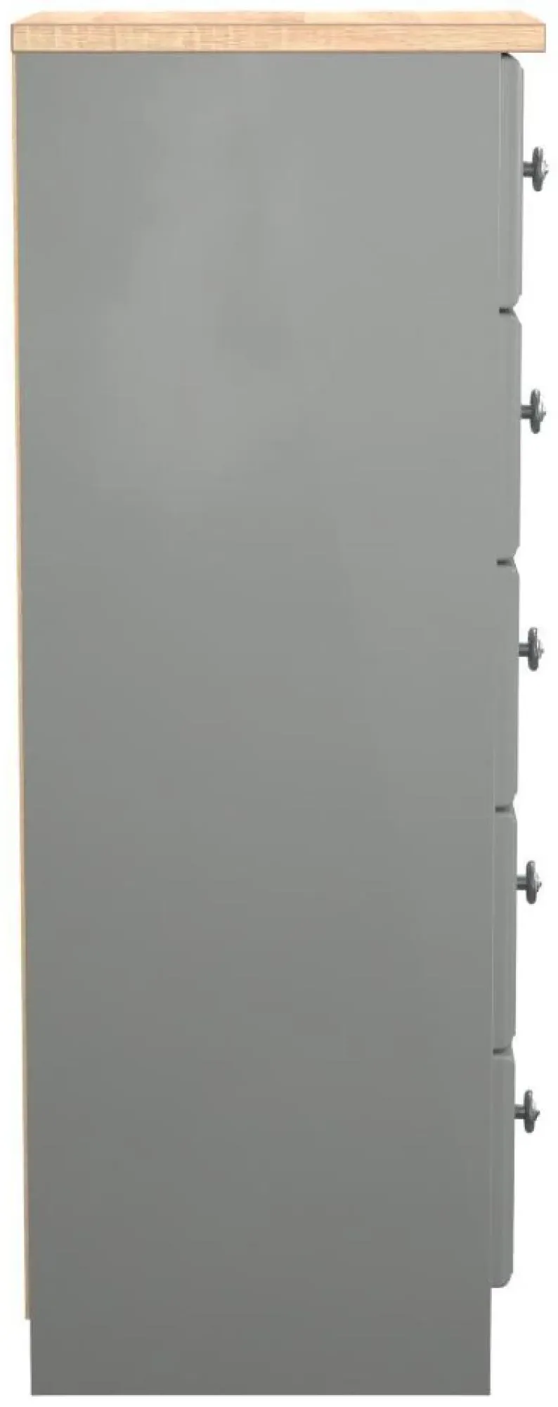 Norfolk Narrow 5 Drawer Chest - Grey, Oak
