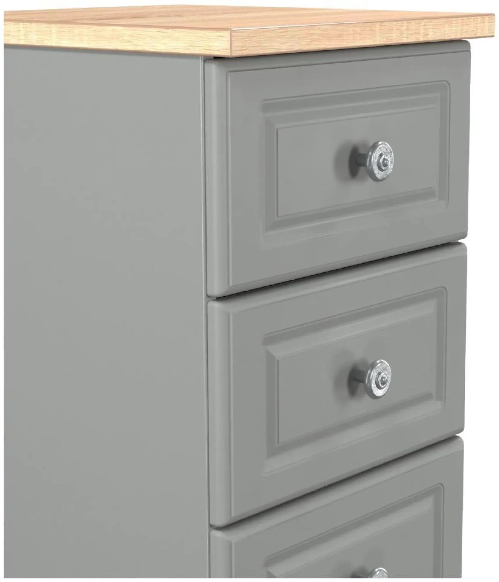 Norfolk Narrow 5 Drawer Chest - Grey, Oak