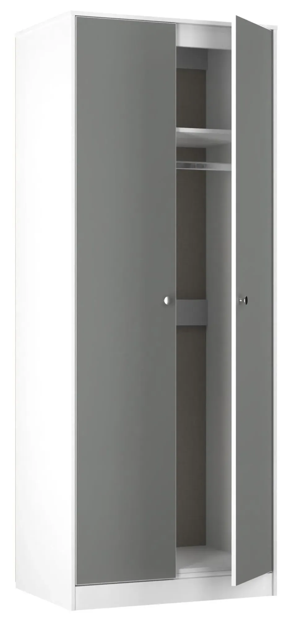 Padstow 2 Door Tall Wardrobe - Grey, White