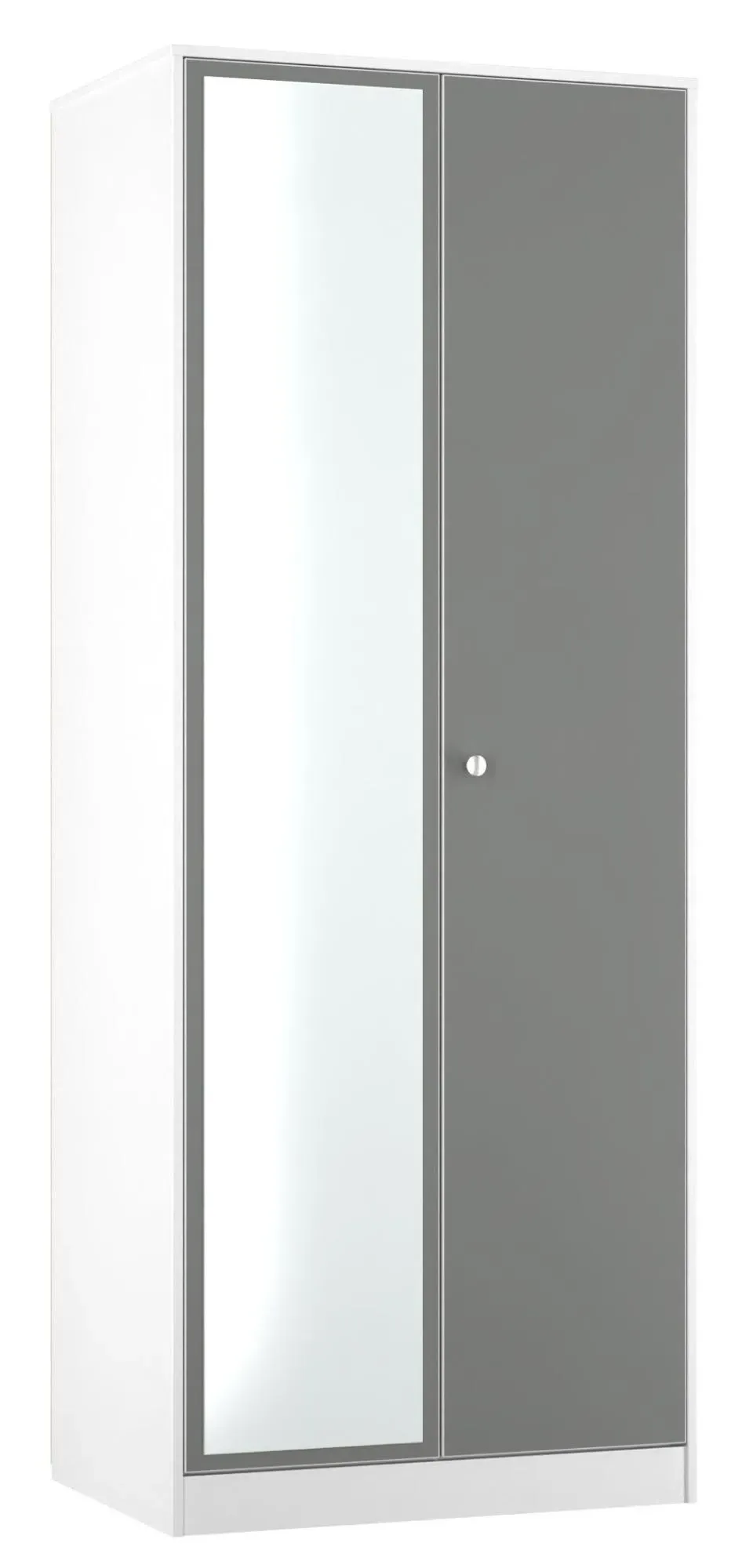 Padstow 2 Door Tall Wardrobe with Mirror - Grey