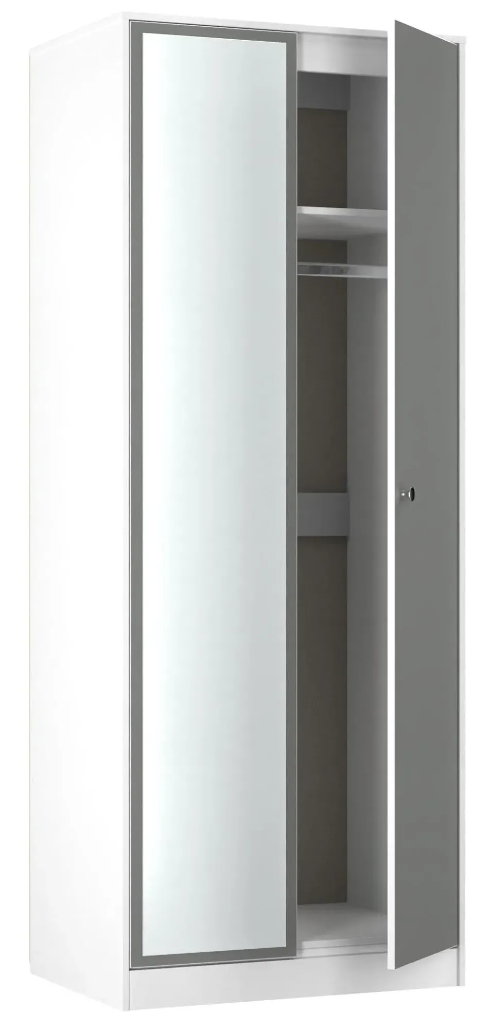 Padstow 2 Door Tall Wardrobe with Mirror - Grey
