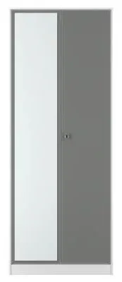 Padstow 2 Door Tall Wardrobe with Mirror - Grey
