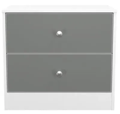 Padstow 2 Drawer Bedside Cabinet - Grey, White image