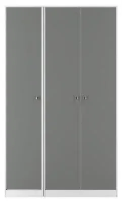 Padstow 3 Door Tall Wardrobe - Grey, White image