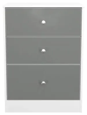 Padstow 3 Drawer Bedside Cabinet - Grey, White