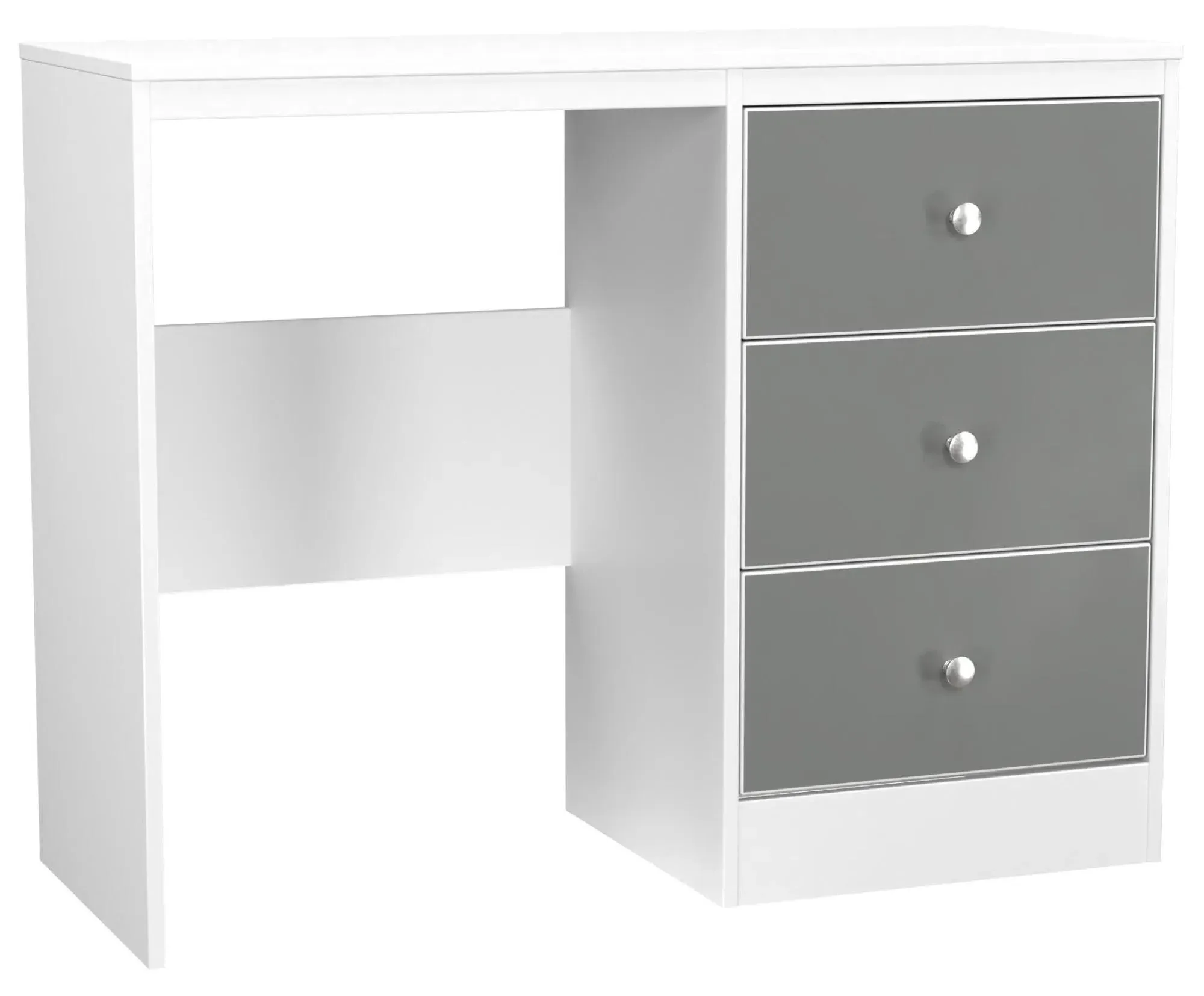 Padstow 3 Drawer Single Dressing Table - Grey, White
