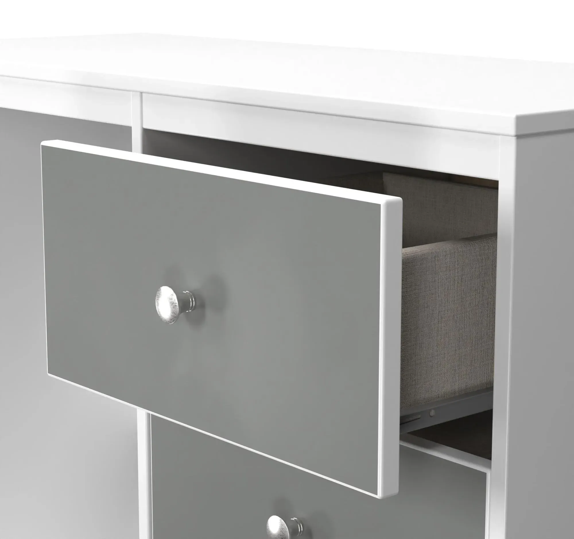 Padstow 3 Drawer Single Dressing Table - Grey, White