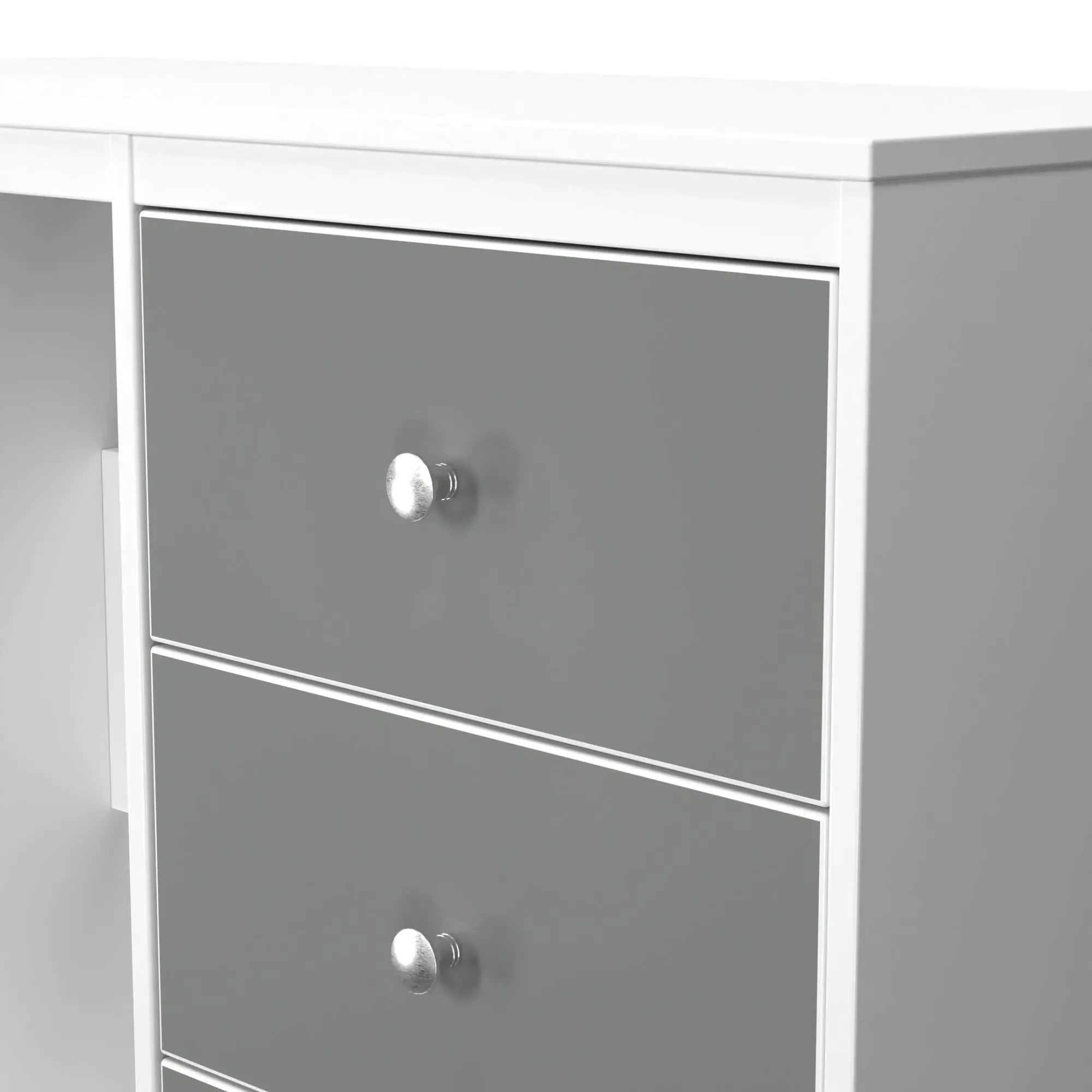Padstow 3 Drawer Single Dressing Table - Grey, White