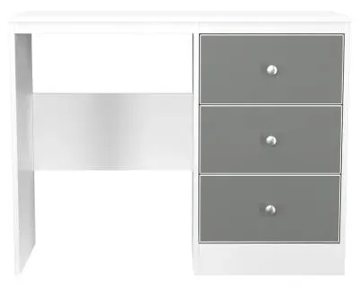 Padstow 3 Drawer Single Dressing Table - Grey, White
