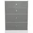 Padstow 4 Drawer Deep Chest - Grey, White
