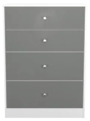 Padstow 4 Drawer Deep Chest - Grey, White image