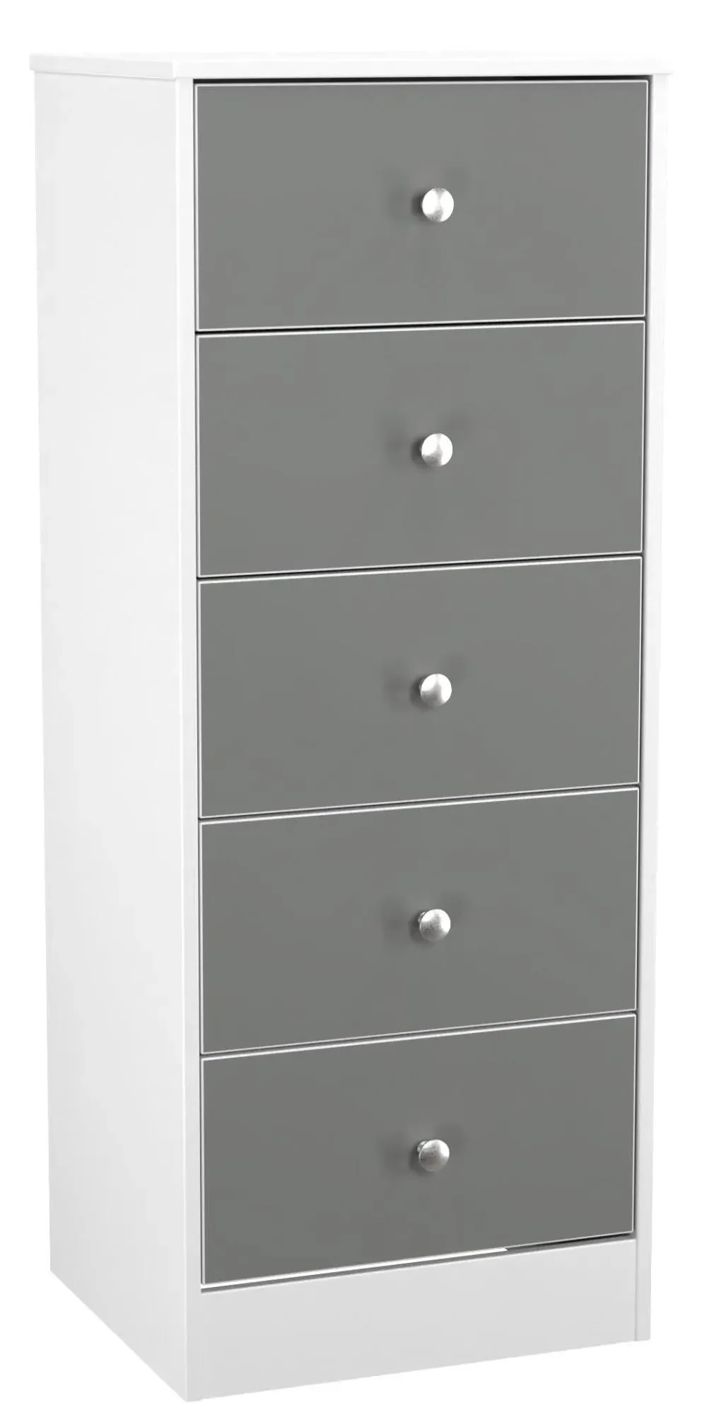 Padstow 5 Drawer Narrow Chest - Grey, White