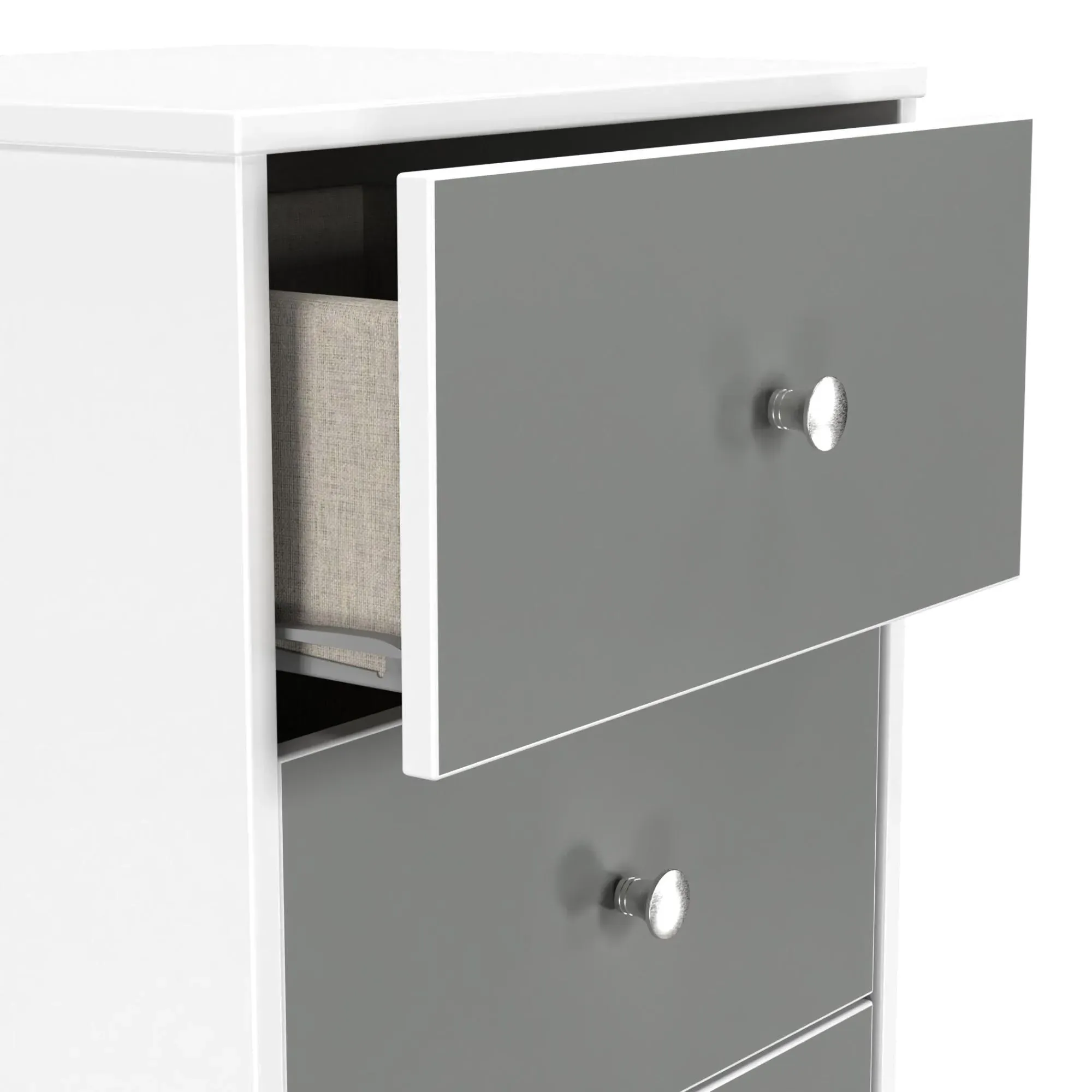 Padstow 5 Drawer Narrow Chest - Grey, White