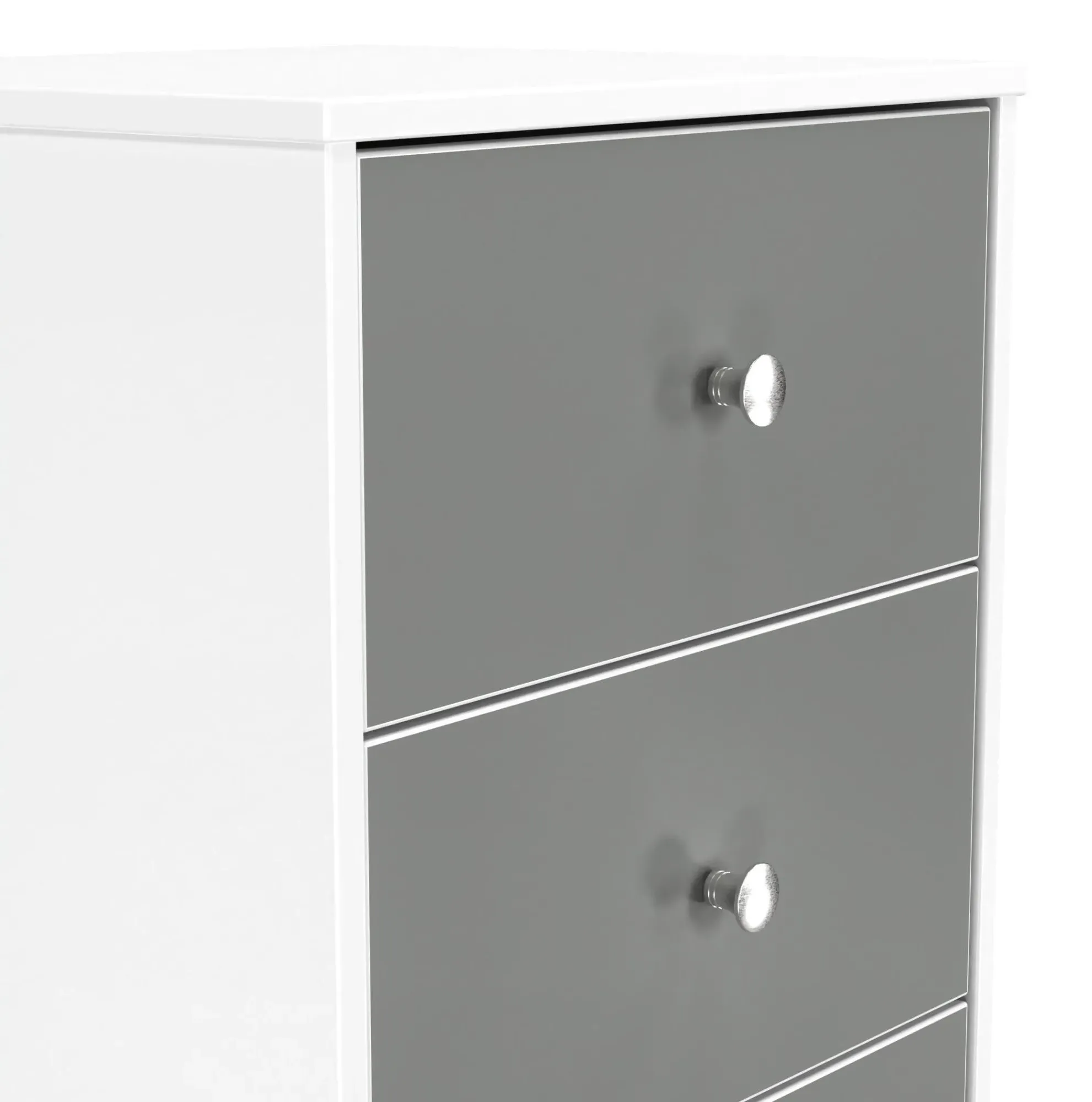 Padstow 5 Drawer Narrow Chest - Grey, White