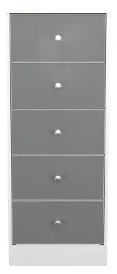 Padstow 5 Drawer Narrow Chest - Grey, White image