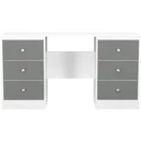 Padstow 6 Drawer Double Dressing Table - Grey, White