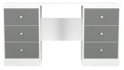 Padstow 6 Drawer Double Dressing Table - Grey, White