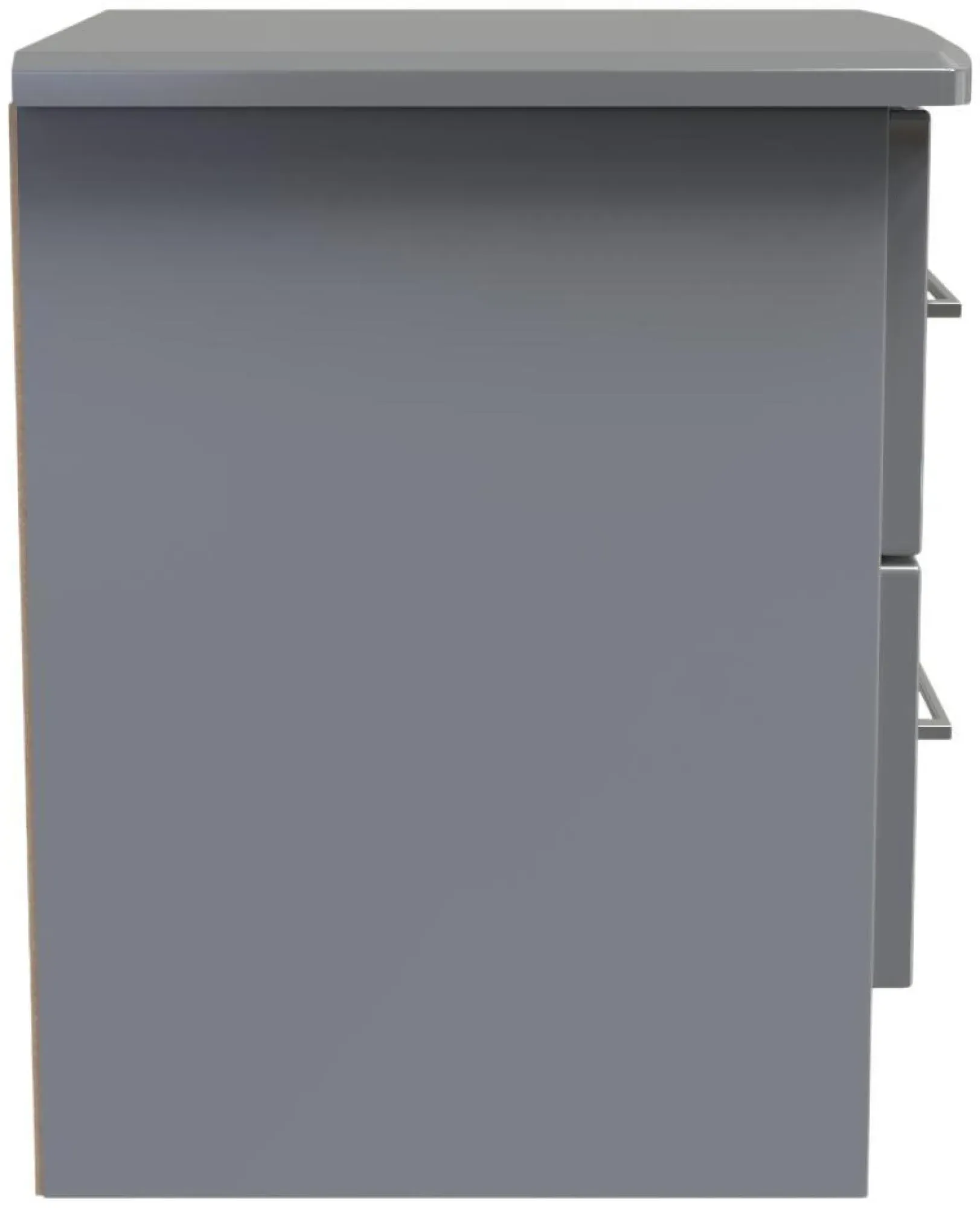 Paris 2 Drawer Bedside Cabinet - Grey, Gloss