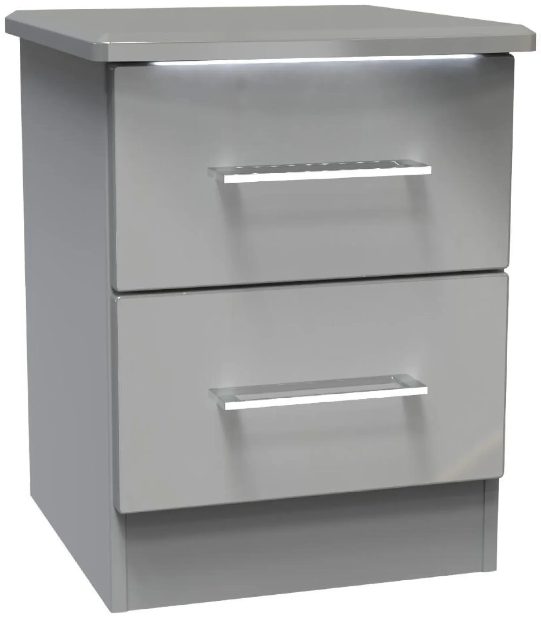 Paris 2 Drawer Bedside Cabinet - Grey, Gloss