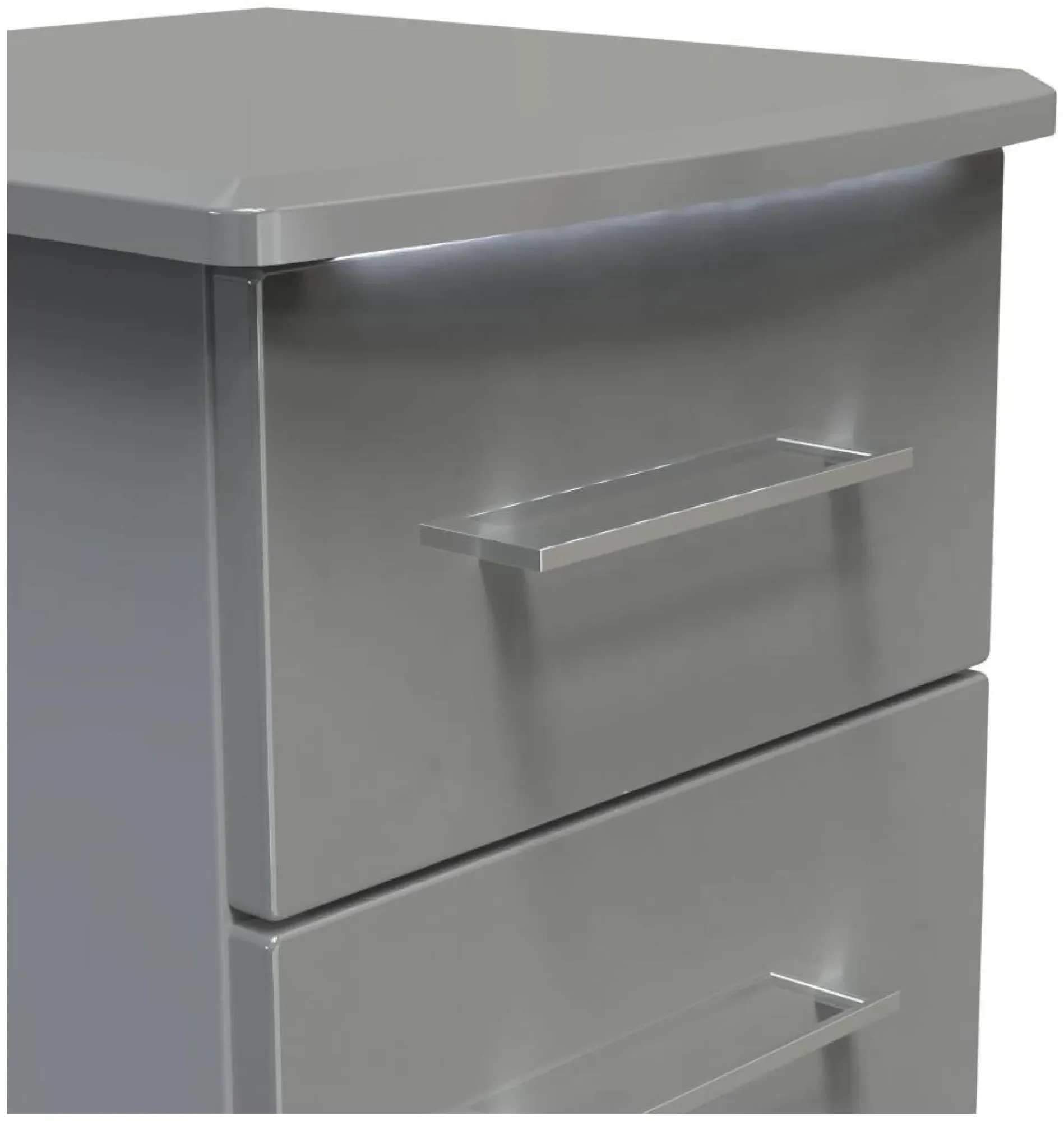 Paris 2 Drawer Bedside Cabinet - Grey, Gloss