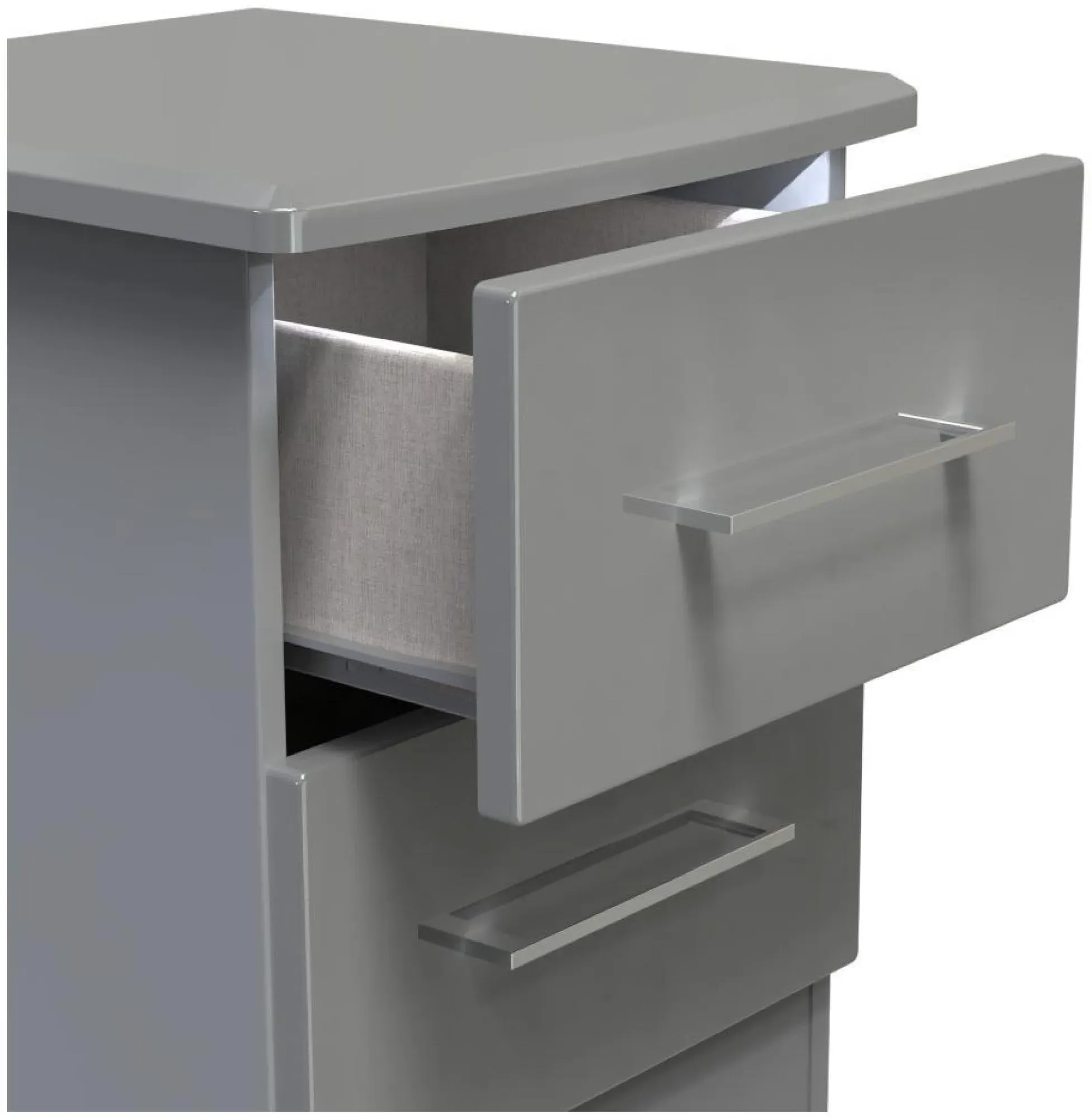 Paris 2 Drawer Bedside Cabinet - Grey, Gloss
