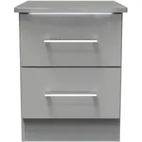 Paris 2 Drawer Bedside Cabinet - Grey, Gloss