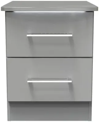 Paris 2 Drawer Bedside Cabinet - Grey, Gloss image
