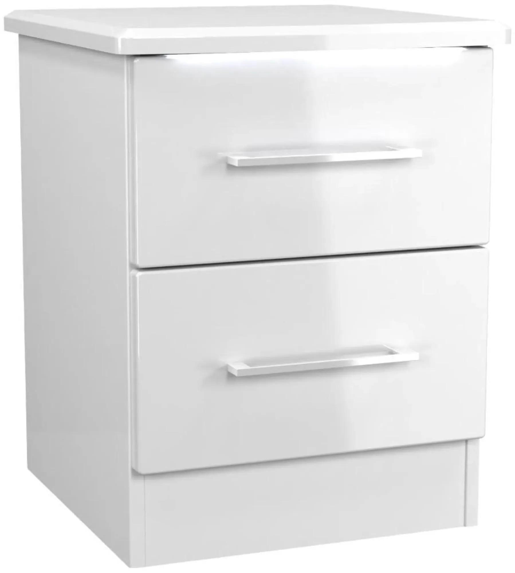 Paris 2 Drawer Bedside Cabinet - White Gloss