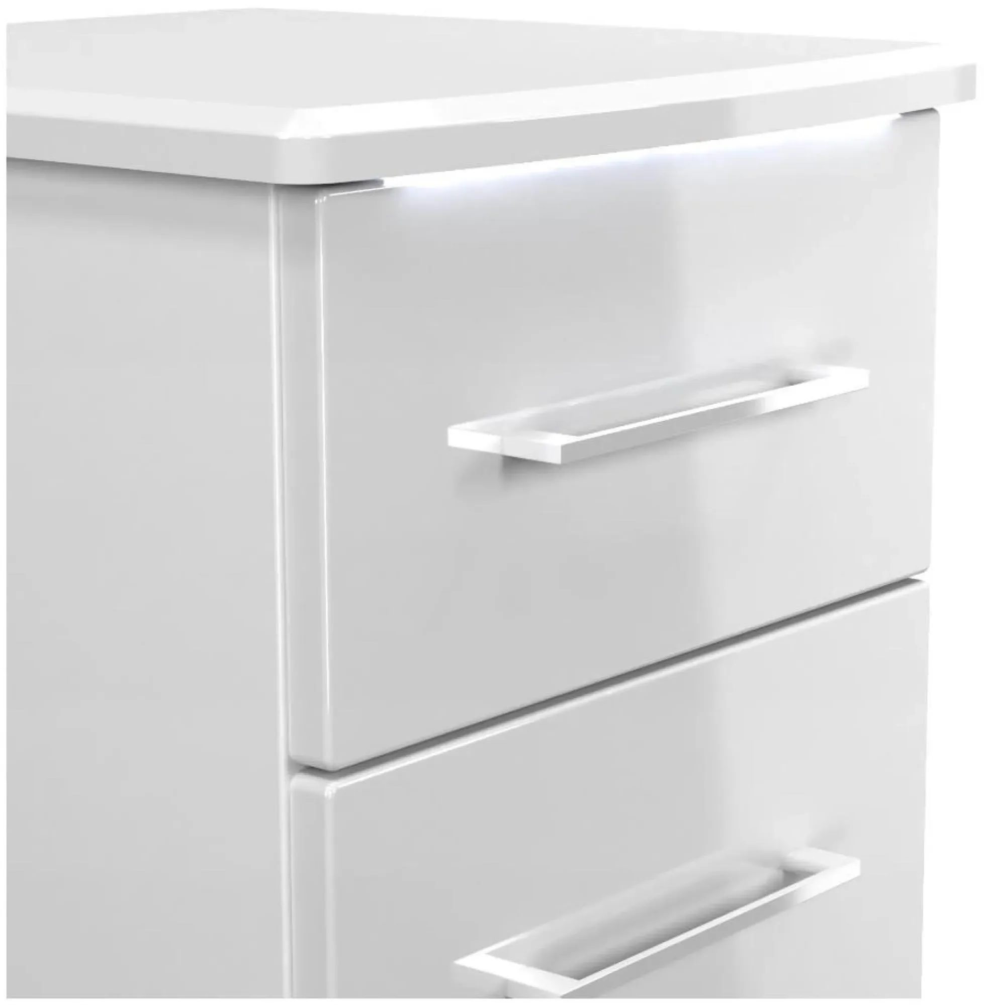 Paris 2 Drawer Bedside Cabinet - White Gloss