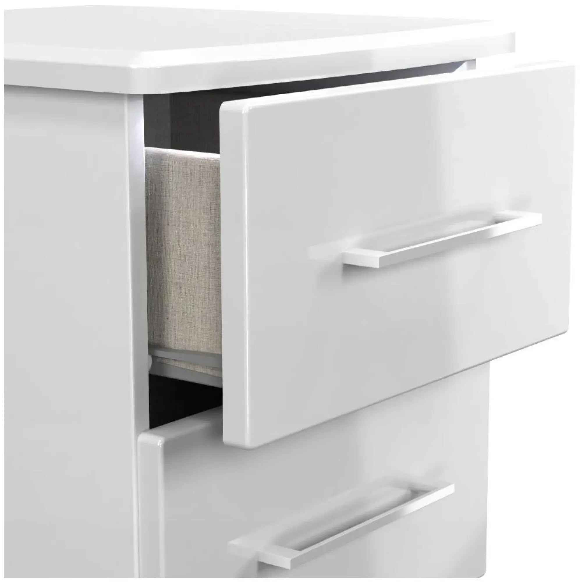 Paris 2 Drawer Bedside Cabinet - White Gloss