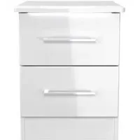 Paris 2 Drawer Bedside Cabinet - White Gloss