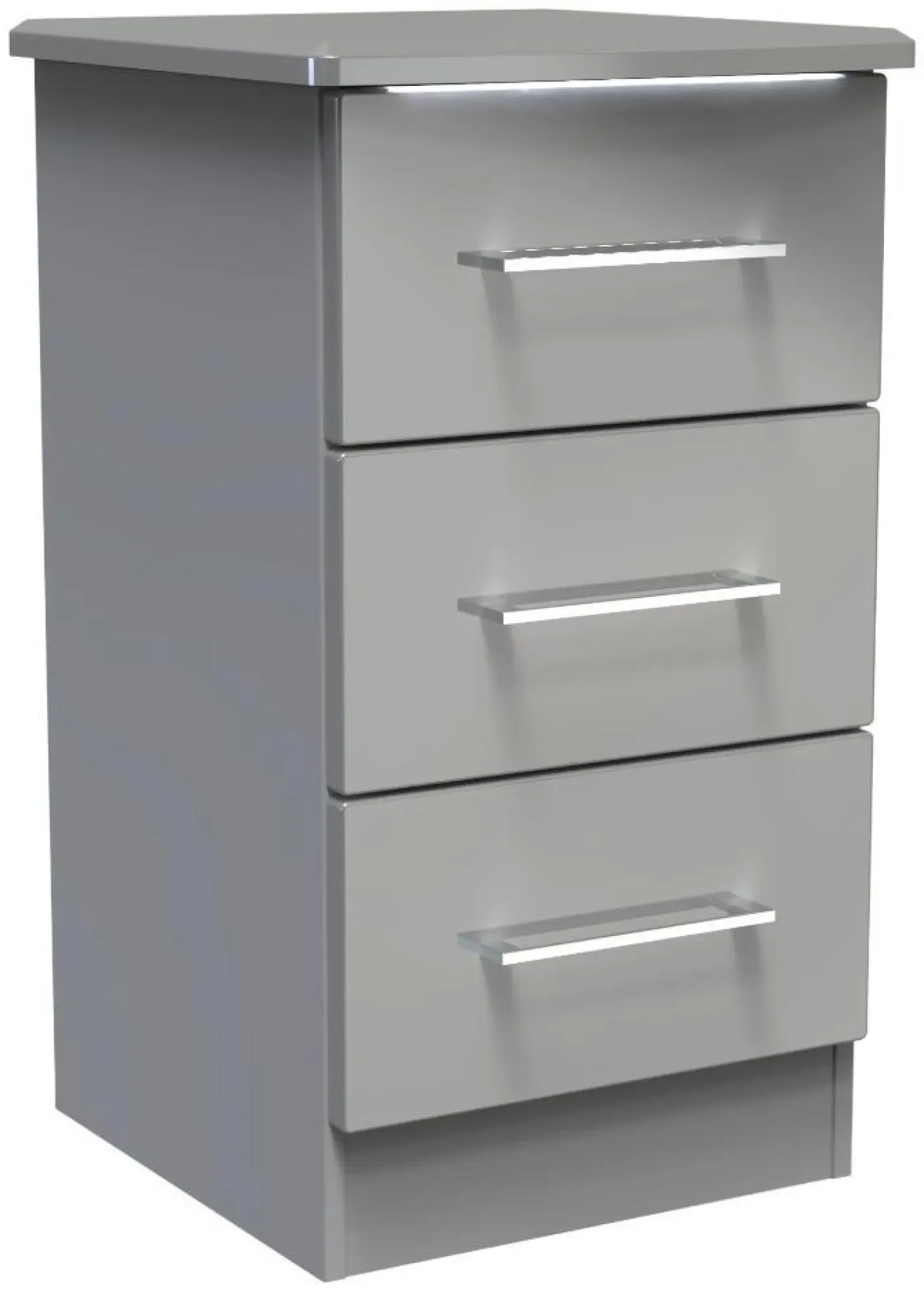 Paris 3 Drawer Bedside Cabinet - Grey Gloss