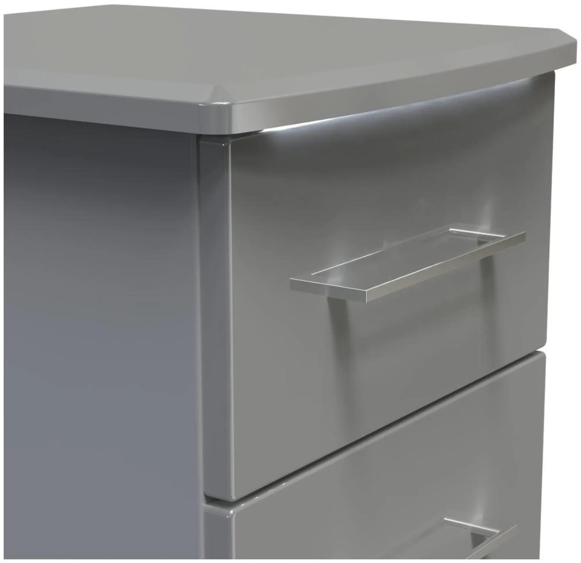 Paris 3 Drawer Bedside Cabinet - Grey Gloss