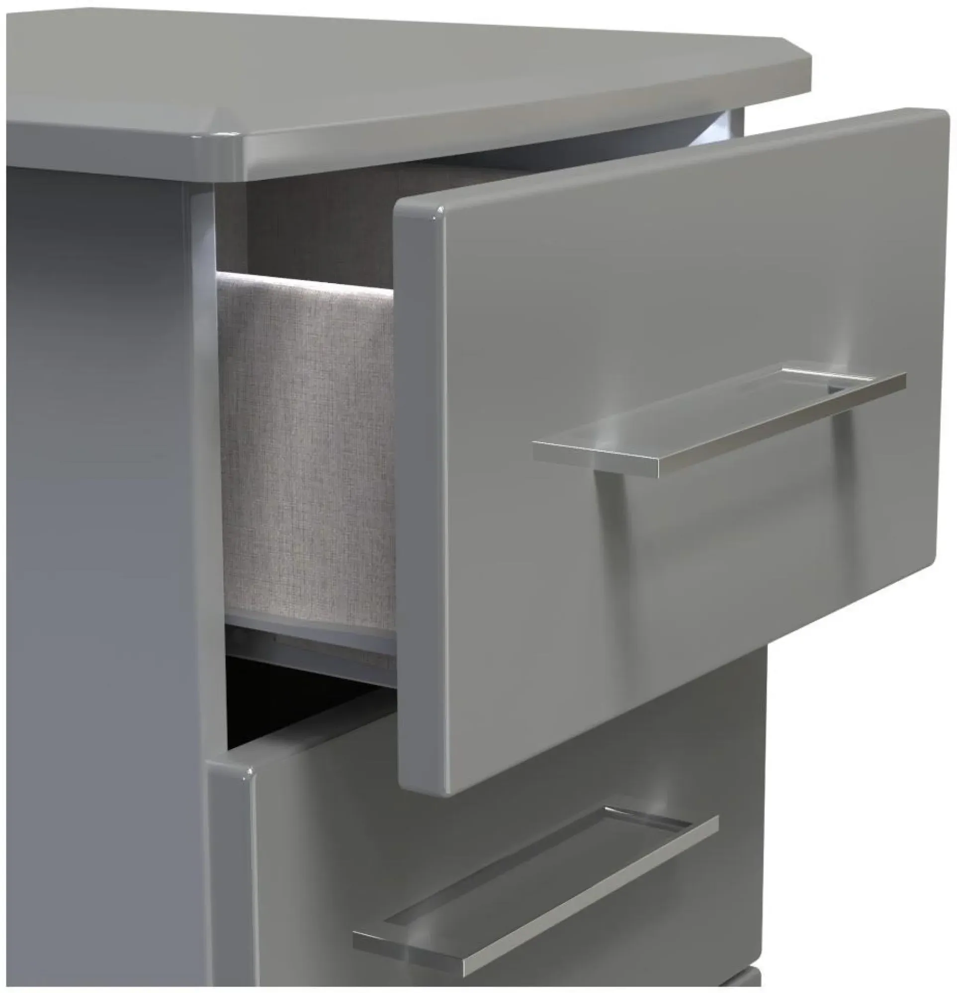 Paris 3 Drawer Bedside Cabinet - Grey Gloss