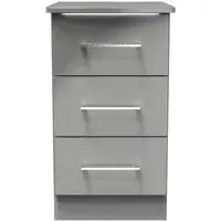 Paris 3 Drawer Bedside Cabinet - Grey Gloss