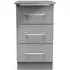 Paris 3 Drawer Bedside Cabinet - Grey Gloss