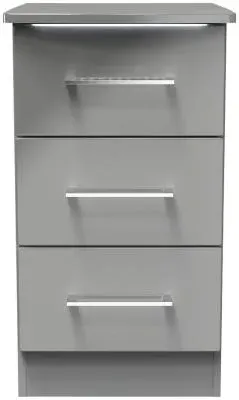 Paris 3 Drawer Bedside Cabinet - Grey Gloss image