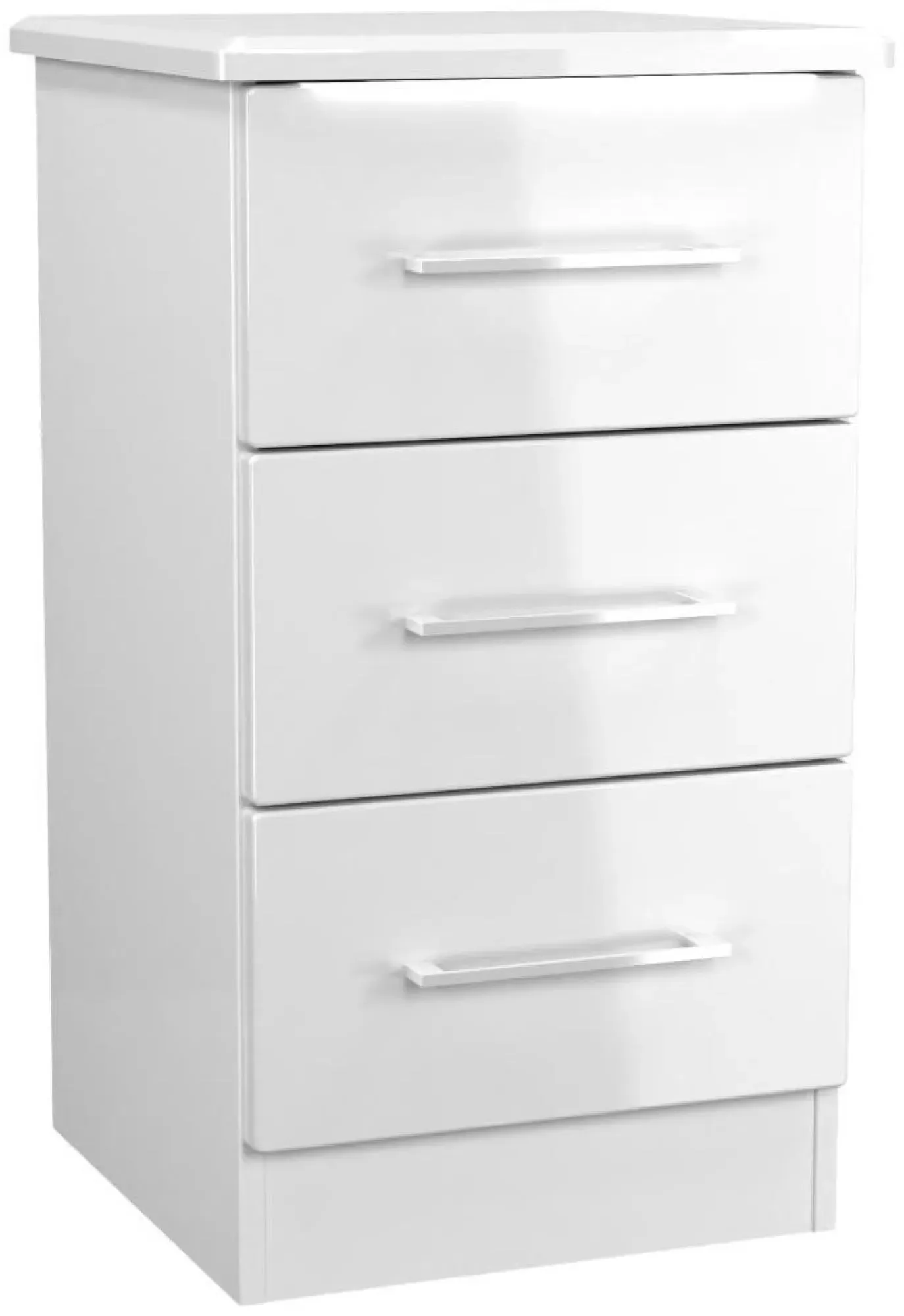 Paris 3 Drawer Bedside Cabinet - White Gloss