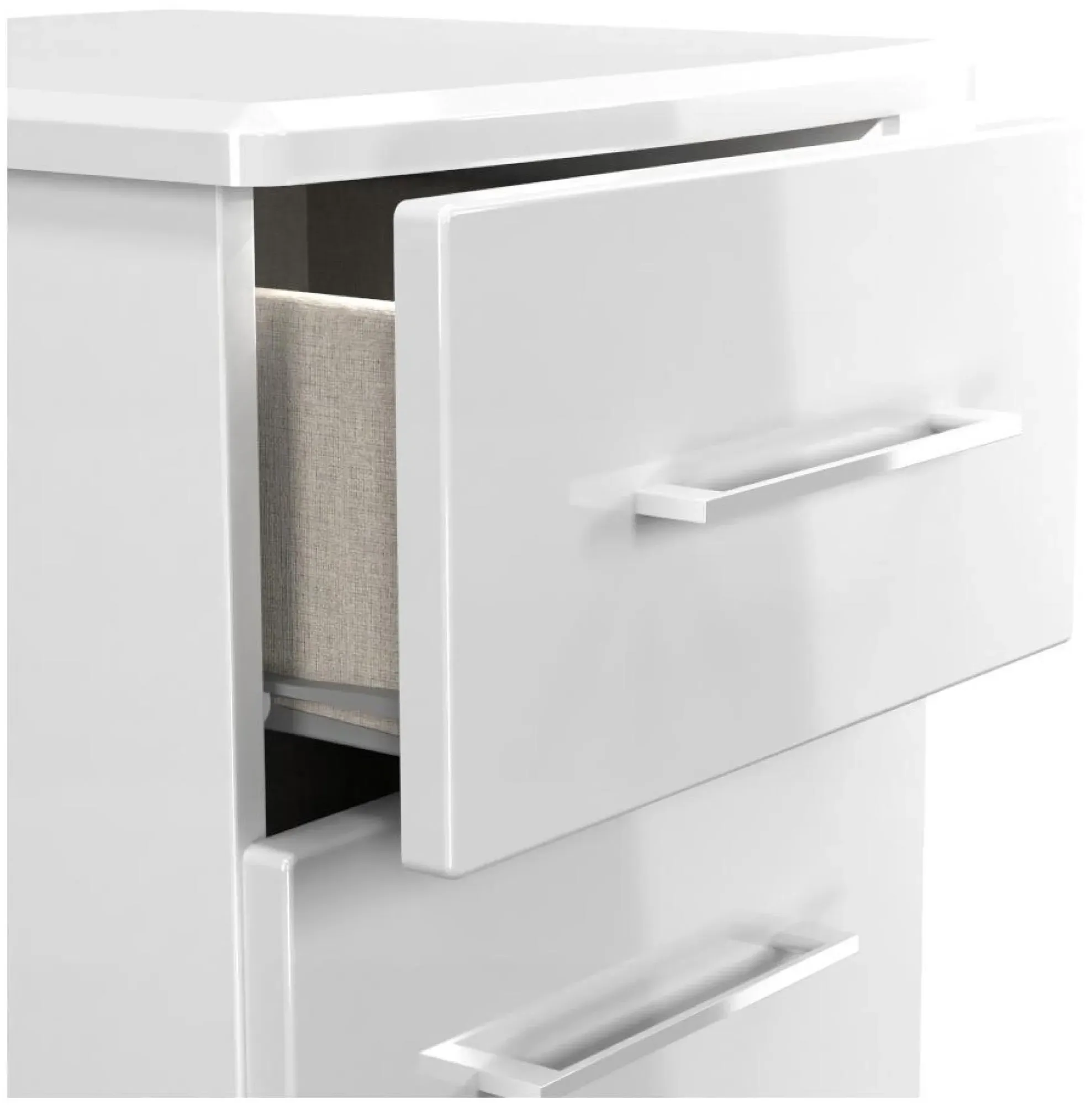 Paris 3 Drawer Bedside Cabinet - White Gloss