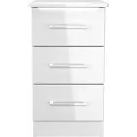 Paris 3 Drawer Bedside Cabinet - White Gloss
