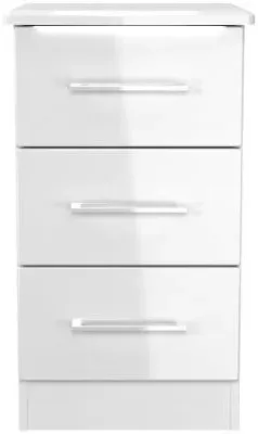 Paris 3 Drawer Bedside Cabinet - White Gloss image