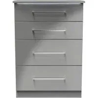 Paris 4 Drawer Deep Chest - Grey Gloss