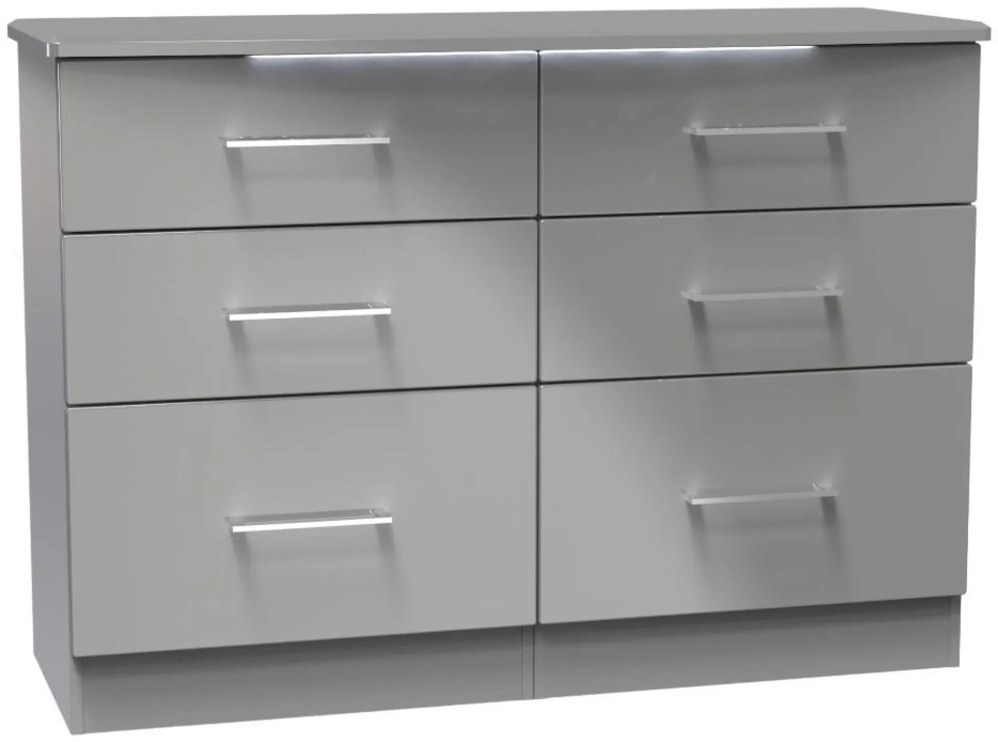 Paris 6 Drawer Midi Chest - Grey Gloss