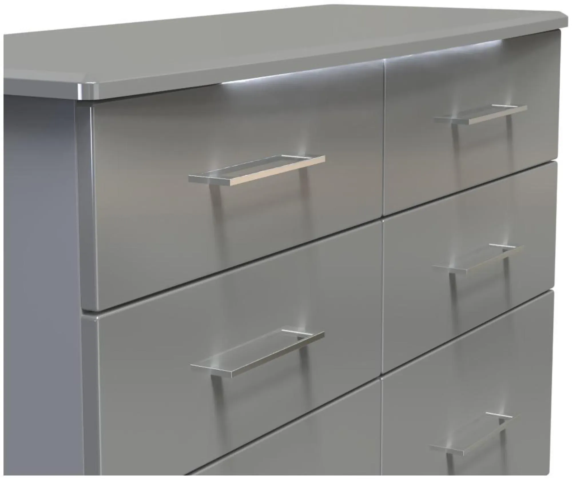 Paris 6 Drawer Midi Chest - Grey Gloss