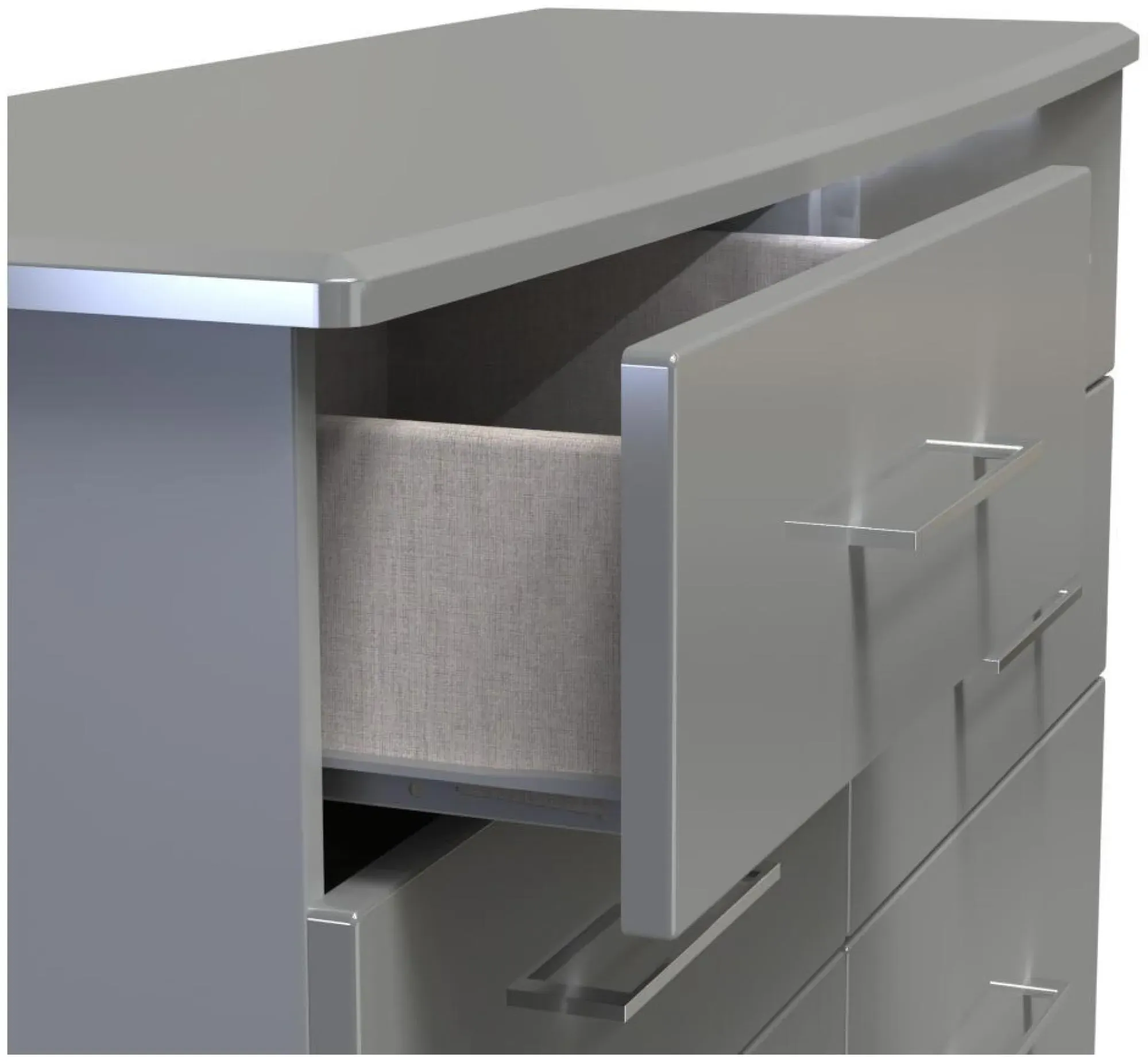Paris 6 Drawer Midi Chest - Grey Gloss