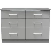 Paris 6 Drawer Midi Chest - Grey Gloss