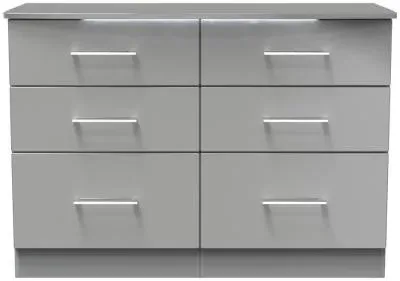 Paris 6 Drawer Midi Chest - Grey Gloss image