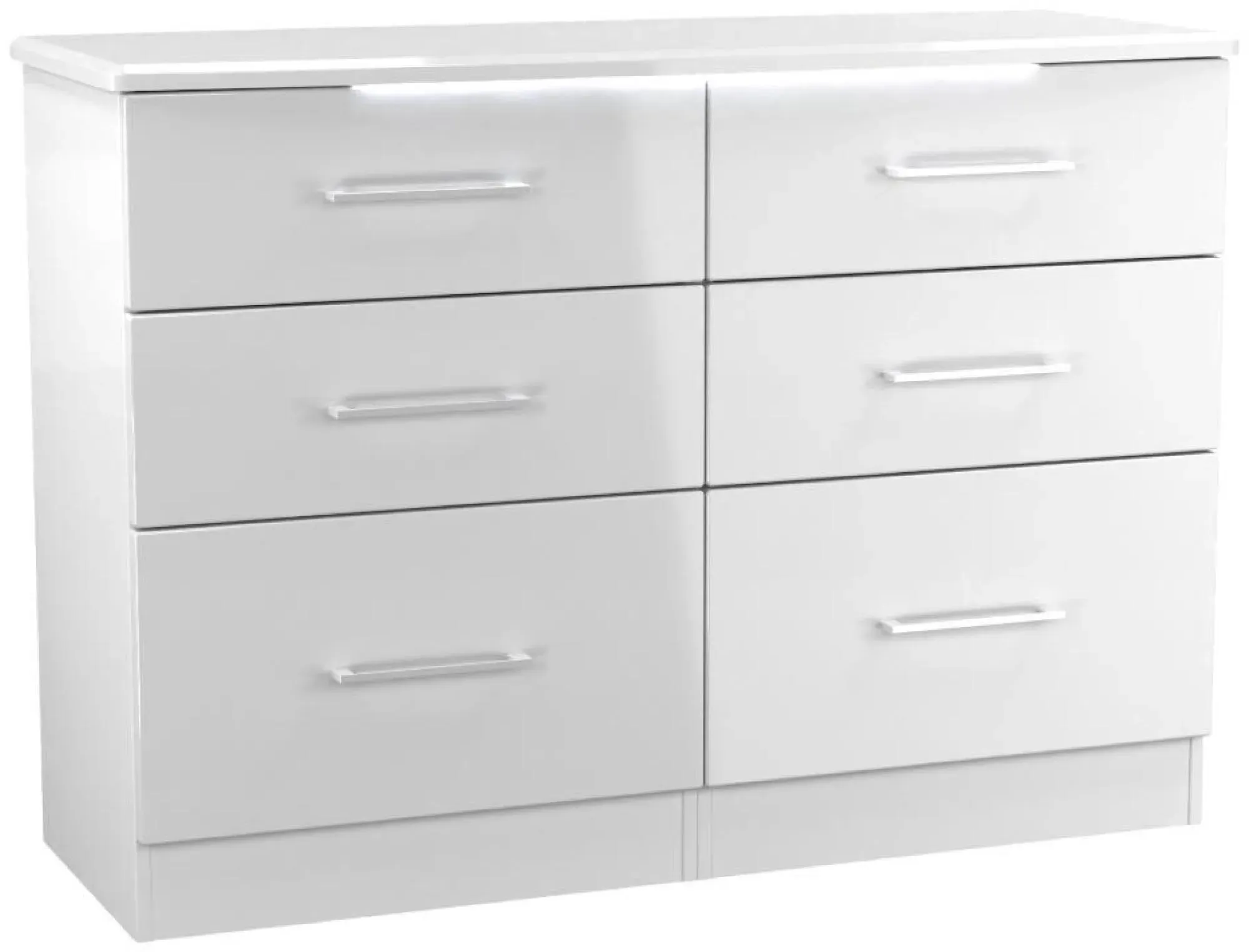 Paris 6 Drawer Midi Chest - White Gloss