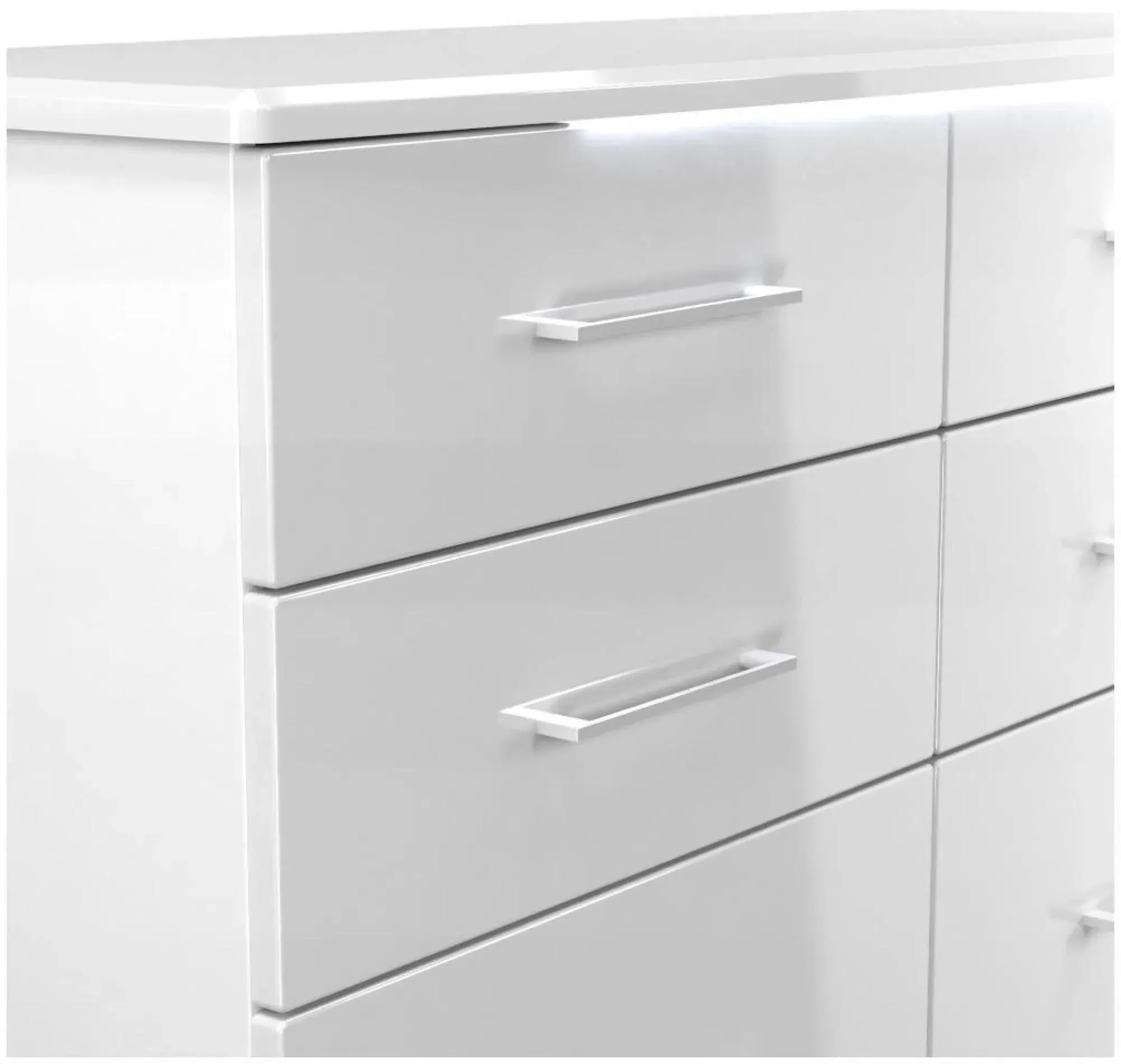 Paris 6 Drawer Midi Chest - White Gloss